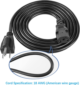 10ft <strong>Computer</strong> Power Cord, NEMA 5-15P to C13, 10A 125V, 18AWG, Black <strong>Replacement</strong> AC Power Cord, Printer, <strong>Monitor</strong> Power Cable - Product Image 3