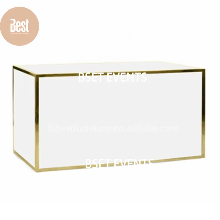 Tables de bar pliantes portables en acrylique blanc à cadre en acier inoxydable de forme droite