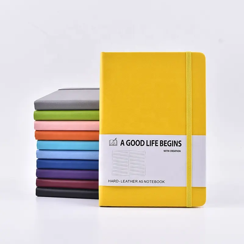 Cuaderno de cuero A5, diario de tapa dura de PU Multicolor, personalizado, barato, a granel