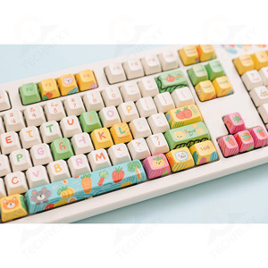 パーソナライズされた子供用キーキャップ手描きスタイルクマ豚動物カラフルパレットPBT昇華MXキー - Product Image 4