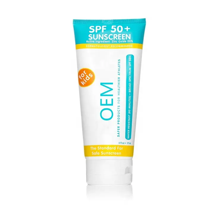 Etiqueta Privada SPF 50 bloqueador solar sol loción protección pantalla piel sensible crema solar para niño señora prevenir las quemaduras de sol