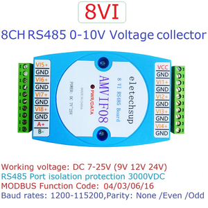 AMVIF08 8VI 0-10V Voltage <strong>Analog</strong> <strong>Input</strong> Module ADC <strong>MODBUS</strong> <strong>RTU</strong> RS485 Serial Port UART Isolated Communication Modul - Product Image 2
