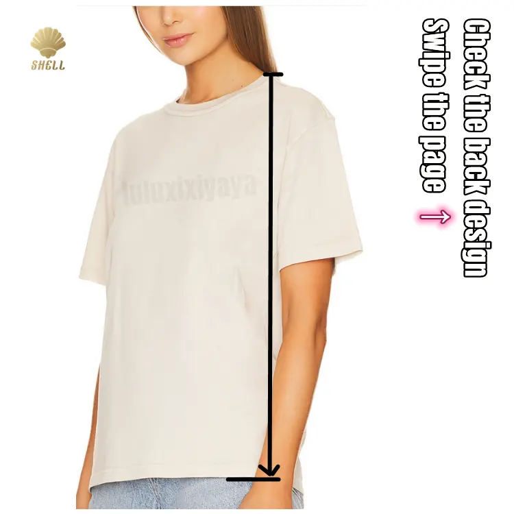 Luluxixiyaya Camiseta de manga corta Esencialmente Longitud de la cadera regular Personalizado 250gsm Algodón Camiseta de hombro caído para mujer