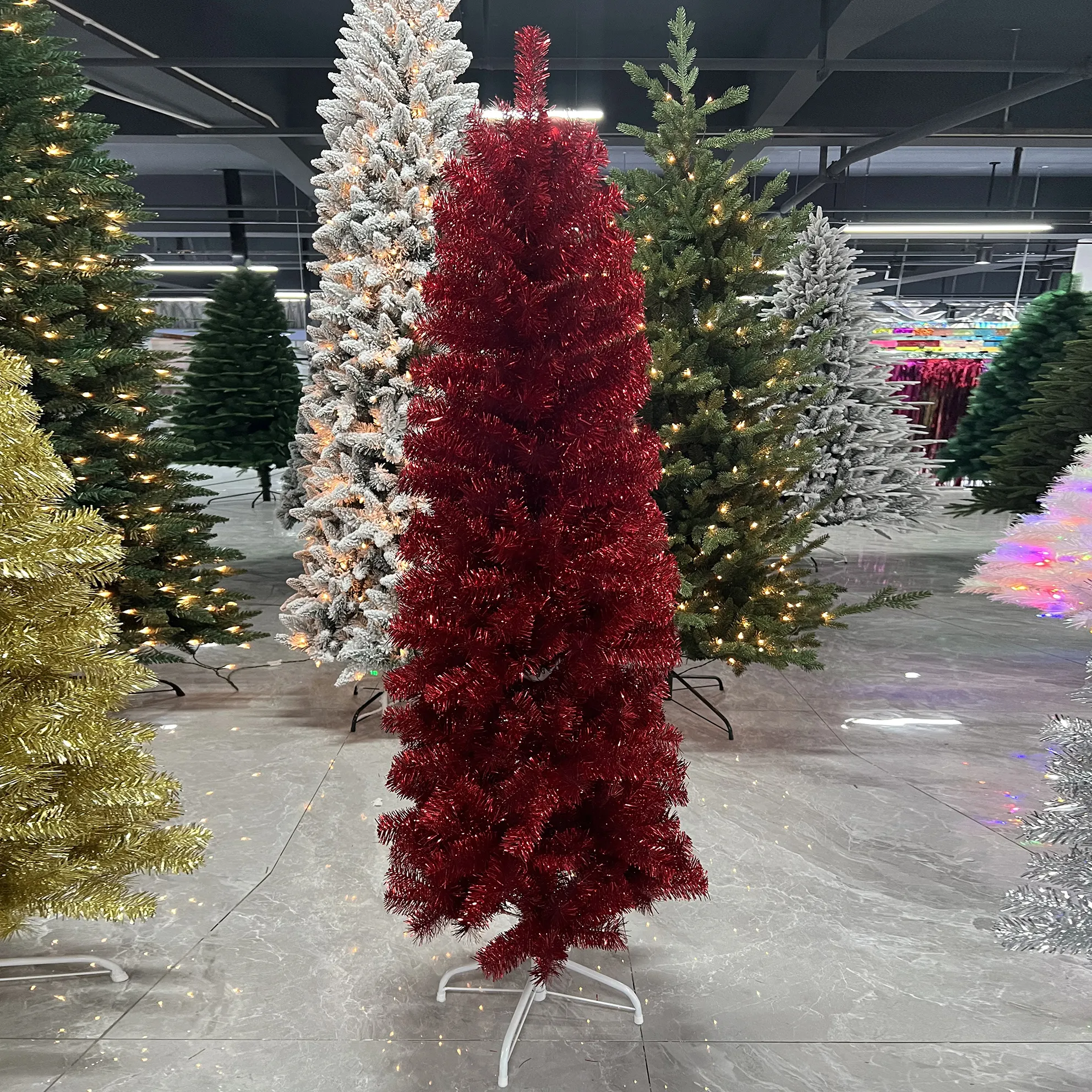 Árbol de Navidad rojo para hotel, árbol de Navidad rojo de 180cm, los mejores precios