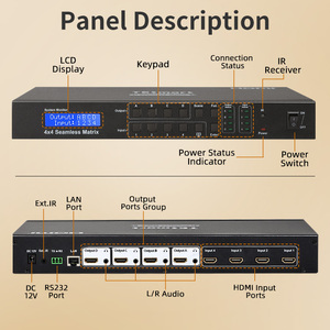 TESmart 4x4 <strong>HDMI</strong> <strong>Matrix</strong> with 2x2 Quad Multiviewer Function Seamless Switchhing Smart EDID 1080P <strong>HDMI</strong> Multiviewer <strong>Matrix</strong> - Product Image 2