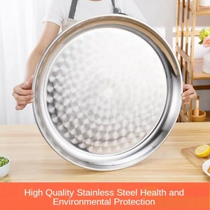 多规格不锈钢泰式加厚底式大圆托盘 - Product Image 5