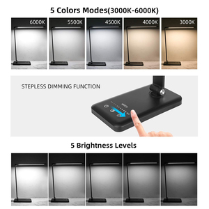 眼罩5亮度级5照明模式带无线USB充电端口的发光二极管可调台灯 - Product Image 4