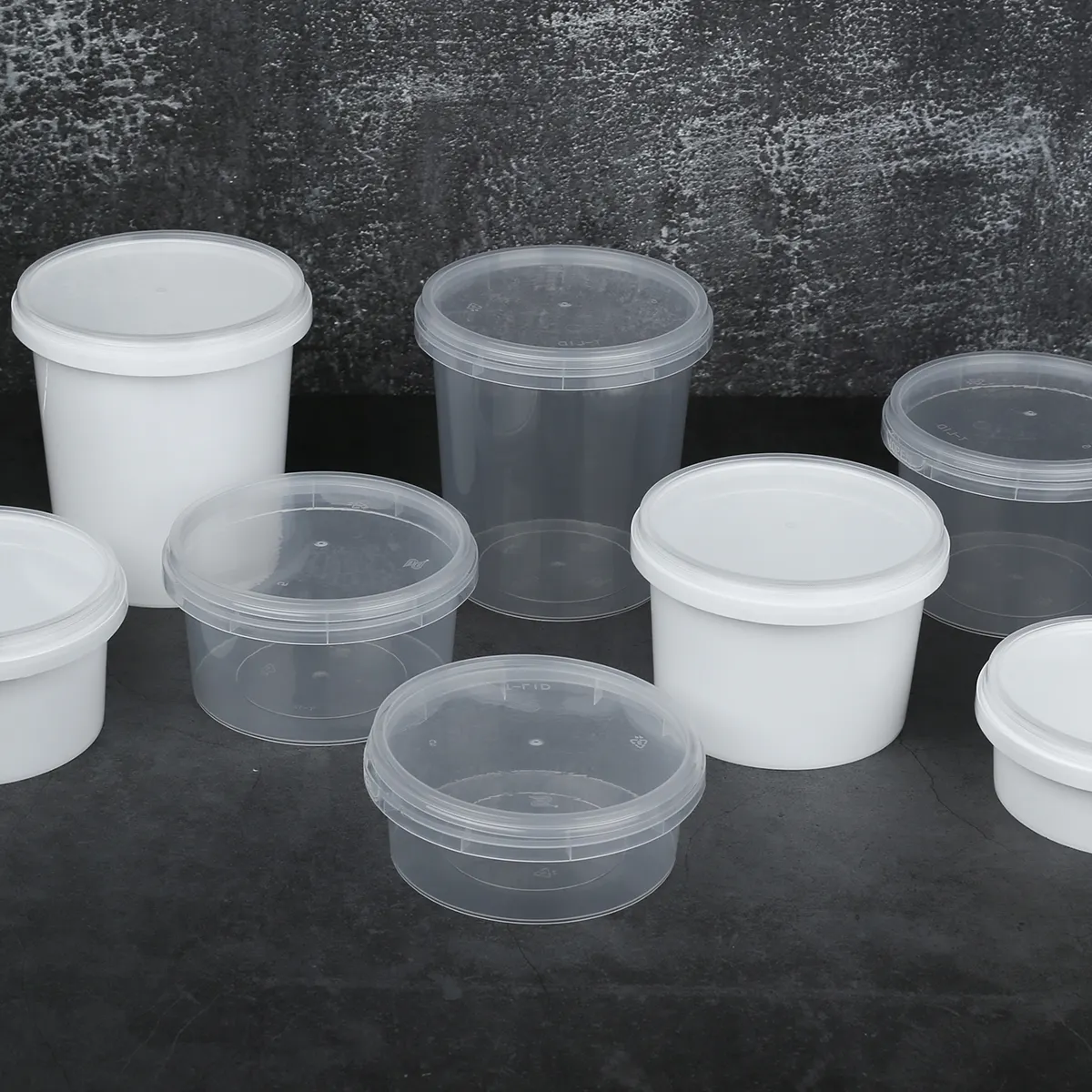 Recipientes plásticos descartáveis pp, embalagens transparentes para remoção de alimentos com tampas