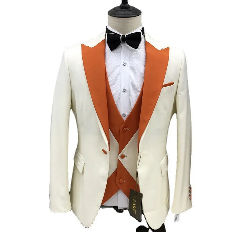 Men's three piece suit suit full set of men's clothes 2022 new best man's clothes bridegroom's wedding clothes