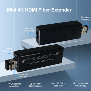 4K HDMI光纤转换器单模单光纤发射器接收器20公里5V DC USB C电源输入