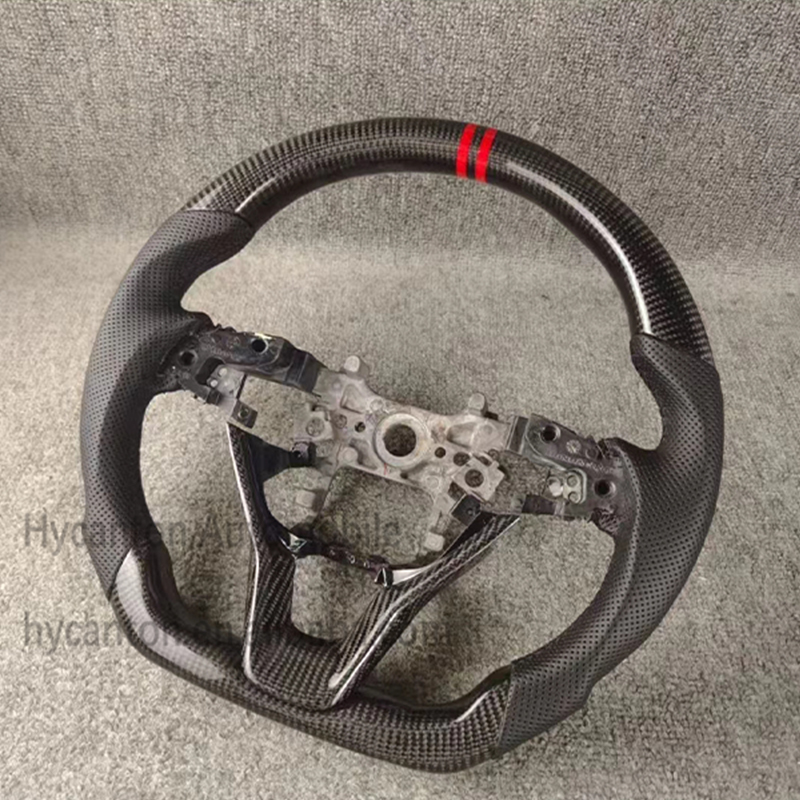 Leather+carbon fiber+red double stripes+Black stitching