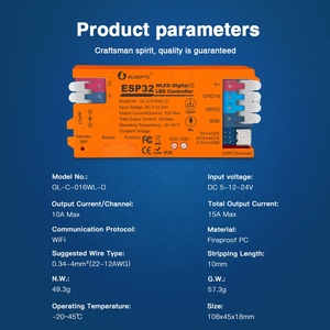 Gledopto GL-C-016WL-D App kontrollü LED Dimmer ESP32 SPI 5 ~ 24V 15A iki kanallı Alexa uyumlu WLED dijital şerit kontrolörleri - Product Image 4