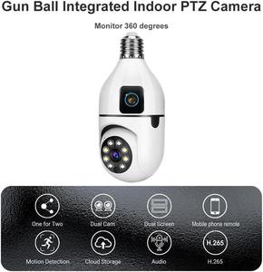 2025 Q6 A6プロX-IOT CAMアプリ1080P HDデュアルレンズデュアルスクリーンカメラホームセキュリティIP WiFiミニCCTV 360電球カメラ - Product Image 4
