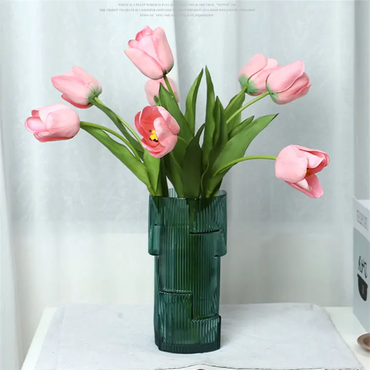 Tulipanes de imitación de látex, seda Artificial, flores, aspecto realista para arreglos, decoración Floral para fiesta