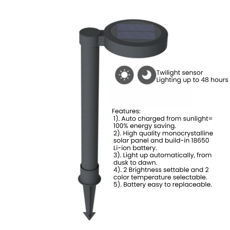 Lampe solaire de jardin noire
