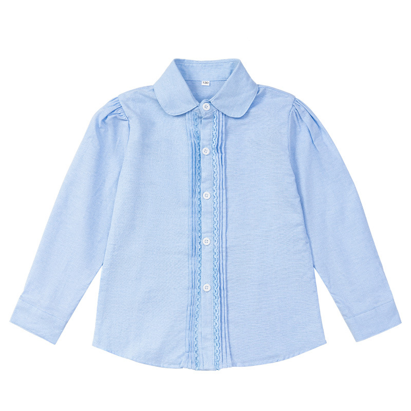 Camisa de mujer de manga larga azul claro