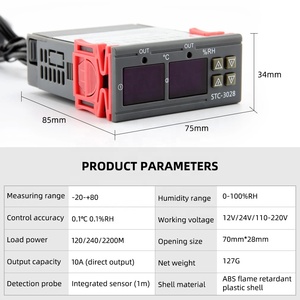 Controlador Digital de humedad y temperatura, termómetro de AC110-220V, higrómetro, Incubadora, termostato, Humidistat, STC-3028, 12V, 24V - Product Image 3