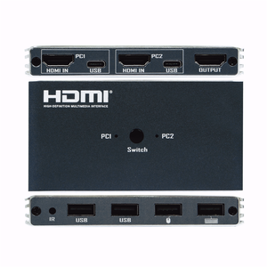 4K 60HZ <strong>KVM</strong> USB <strong>Switch</strong> <strong>2</strong> PC Computer <strong>2</strong> in <strong>1</strong> Out <strong>2</strong>.0 Audio Video Access Switcher 2x1 Shared Display