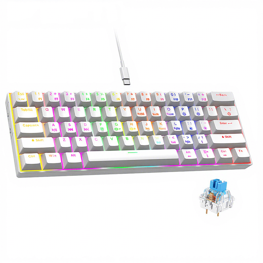 61 touches-blanc-filaire-rgb-bleu interrupteur