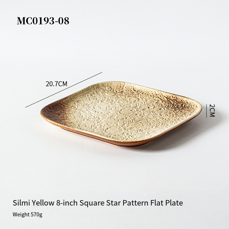 Assiette plate à motif étoile carrée beige