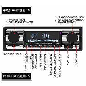 Yüksek kaliteli FM radyo alıcısı desteği Aux SD USB MMC uzaktan kumanda klasik tarzı 1Din araba Stereo araba MP3 çalar ISO portu - Product Image 3
