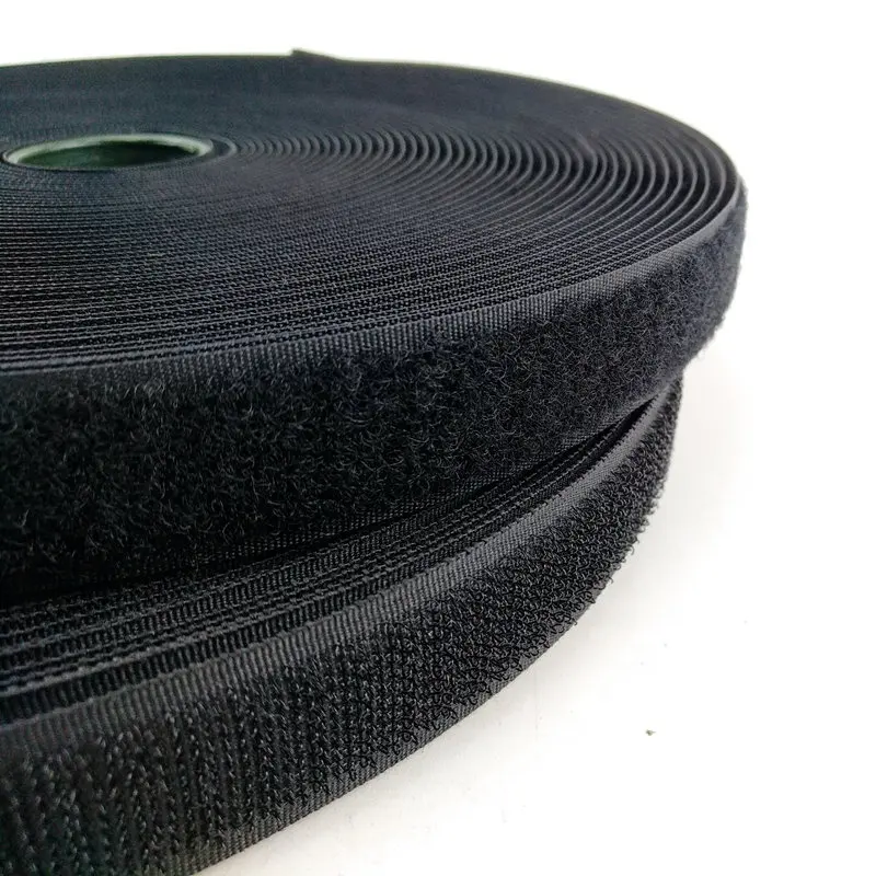 Cinta de velcro negra de calidad op de 1 '', venta al por mayor, cinta de sujeción de nailon para coser en velcros, en stock