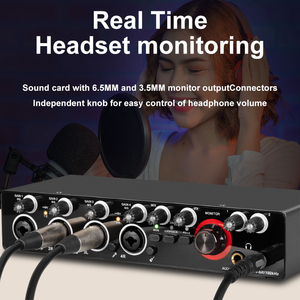 Studio Recording <strong>Microphone</strong> USB External 48V MD44 24Bit 192KHz <strong>Audio</strong> Interface 4 <strong>Input</strong> <strong>Output</strong> Sound Card Mixer
