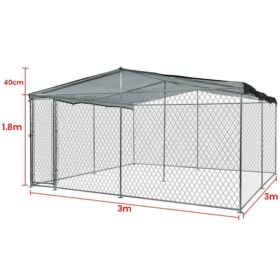 Caneta para animais resistentes 3x3x2.2m, canetas em metal e com gaiola removível para gatos e cães