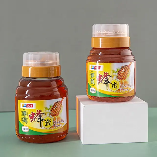 Sans Bpa 500g 700g 1kg Pots de récipient de miel en plastique à port de reflux pour emballage de miel bouteille de miel vide pour animaux de compagnie