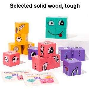 Wooden Face Changing Cube Expression <strong>Building</strong> <strong>Blocks</strong> Kids Early Educational Magic Cube Puzzle Wood <strong>Blocks</strong> <strong>Pattern</strong> Matching Game