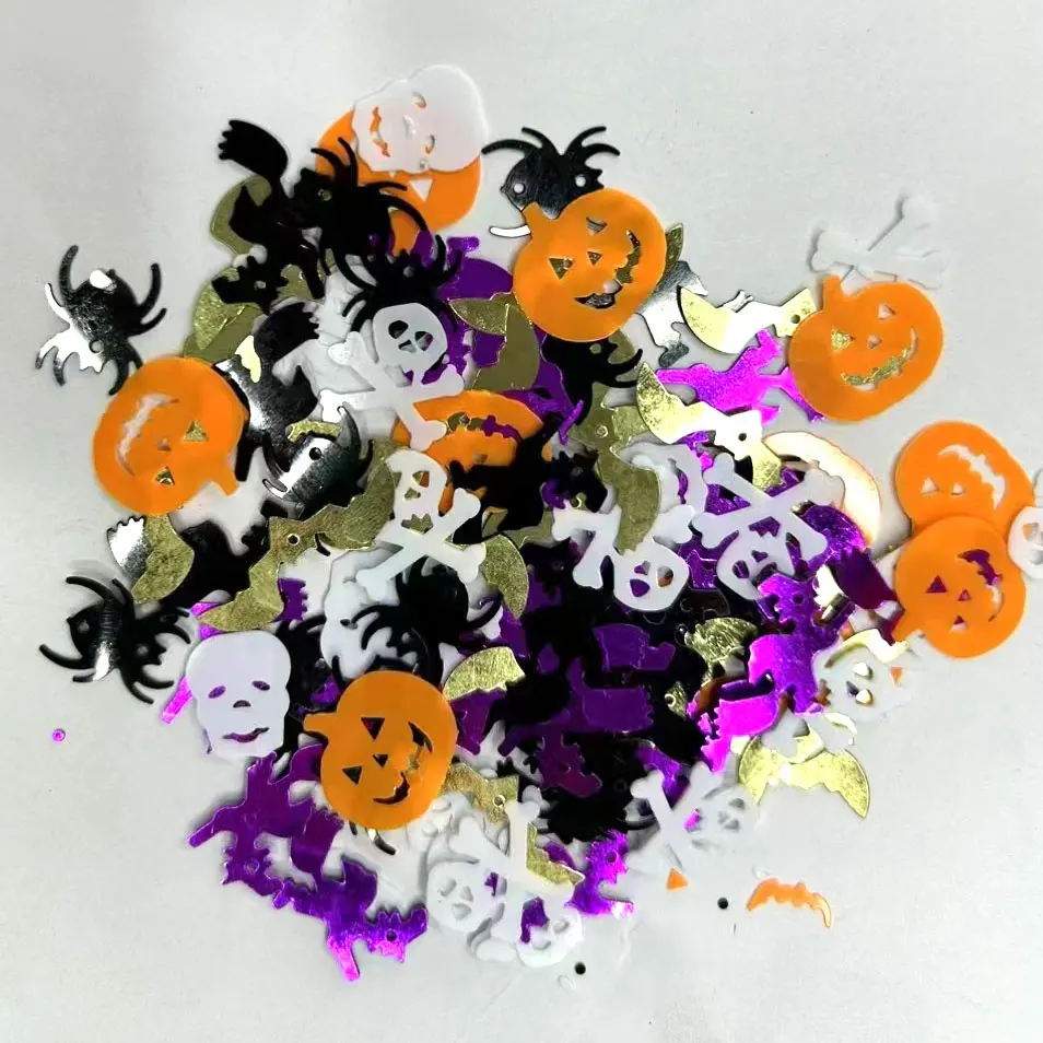 500g Venta caliente SERIE DE Halloween calabaza araña monstruo lentejuelas brillo para decoración de fiesta relleno de limo