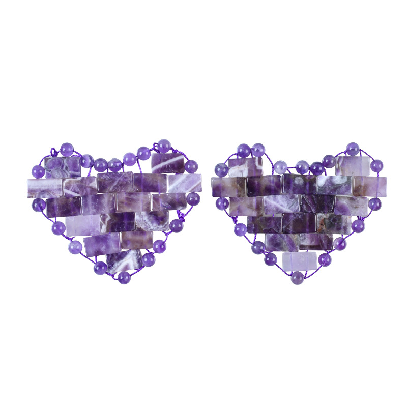 Conjunto de par de parche de ojo de corazón de cristal púrpura