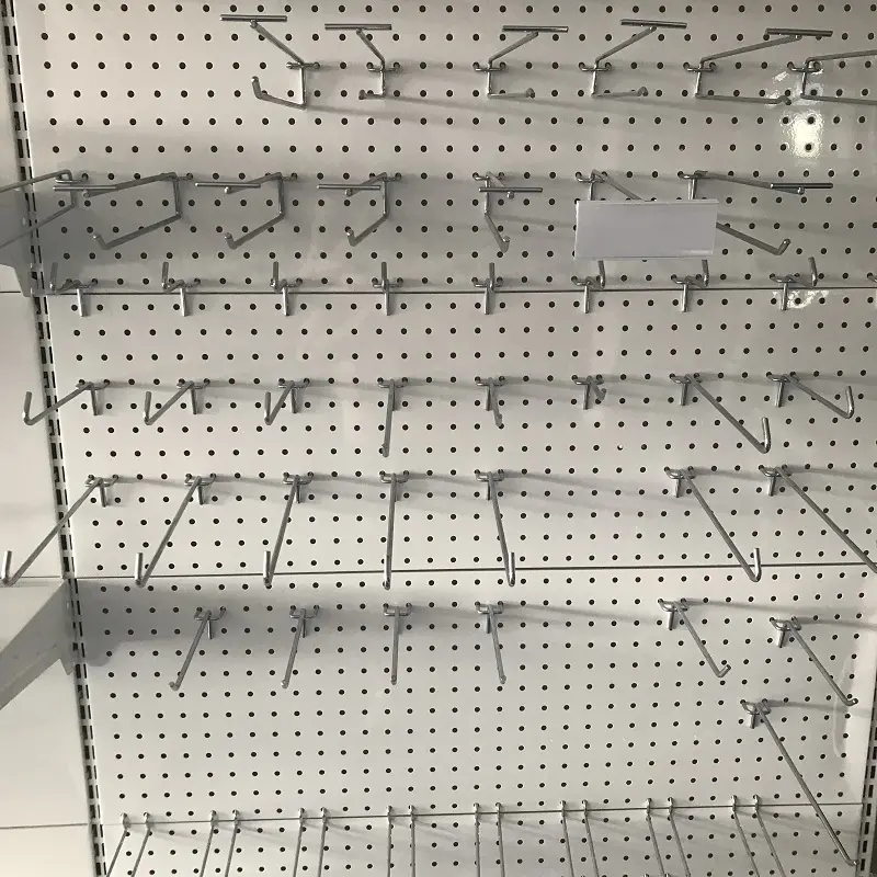 Retail Display Pegboard Shelf Rack Double Pole Metal Wire Hanging Display Hook for Supermarket