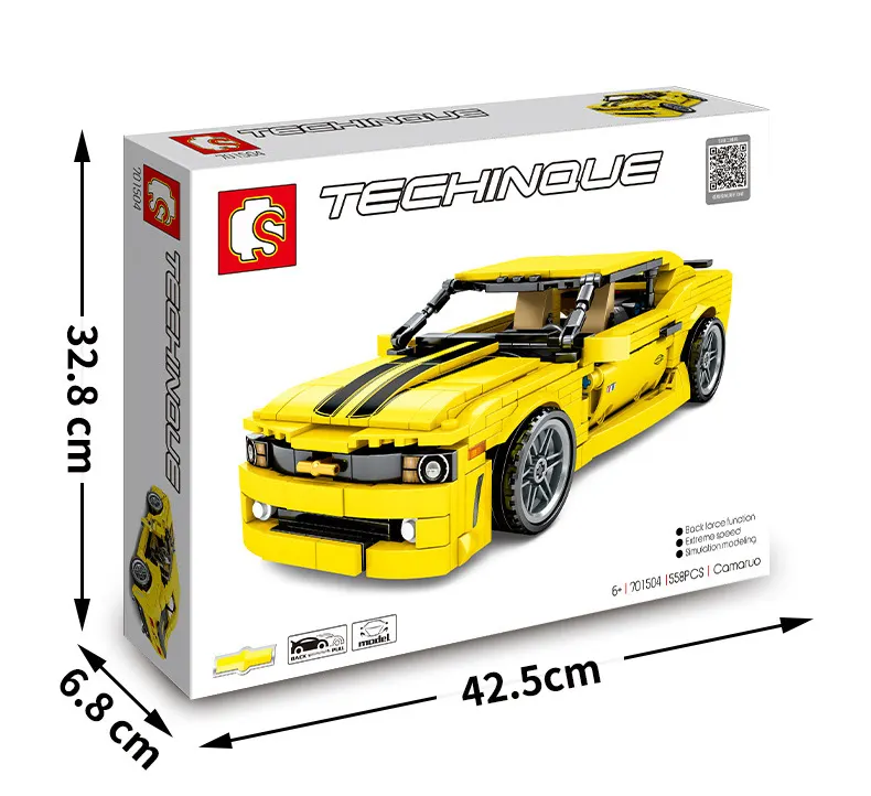 EN71 sertifikalı ABS blokları DIY 3D araba yarışı oyuncak inşaat blokları