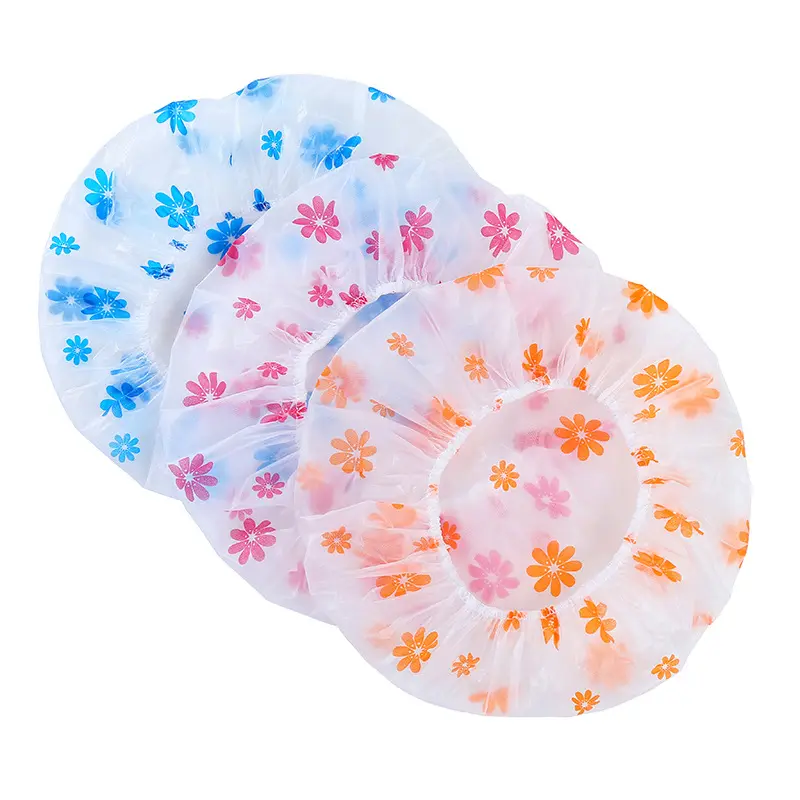 Bonnet de bain en dentelle élastique réutilisable, chapeau anti-fumée, fleur mignonne, bonnet de douche imperméable pour femmes, couverture de cheveux de lavage de visage en PVC de dessin animé