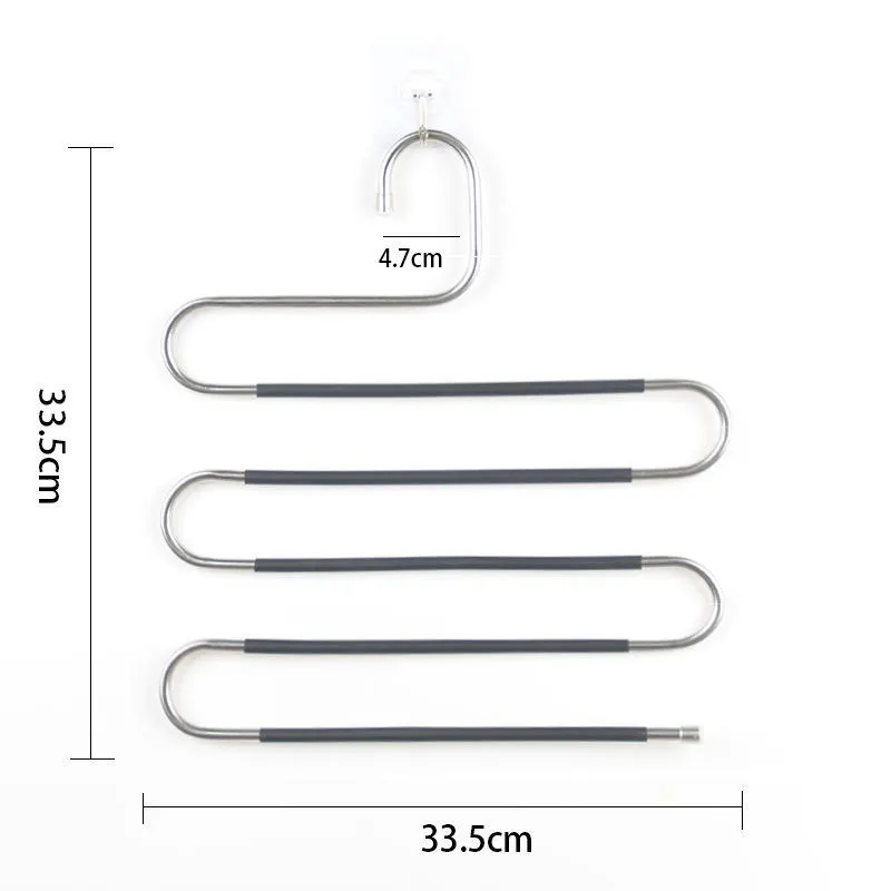 LEEKING Factory wholesale 6 layers s-shape space saving non slip  metal hangers  pants rack