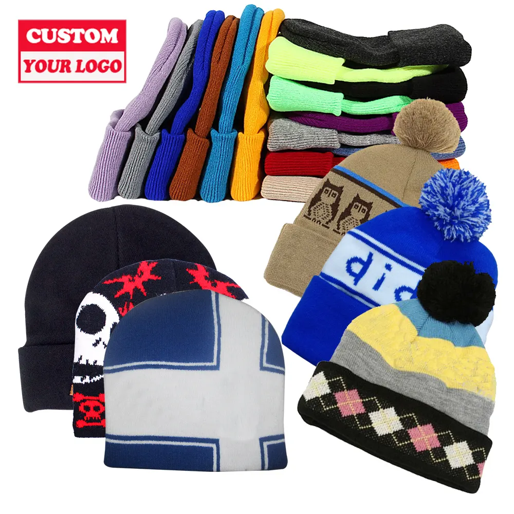 Özelleştirmek logosu Pu işlemeli yama örme polar Woolie üreticileri bebek şapka baskılı kış bere şapka eşarp eldiven seti