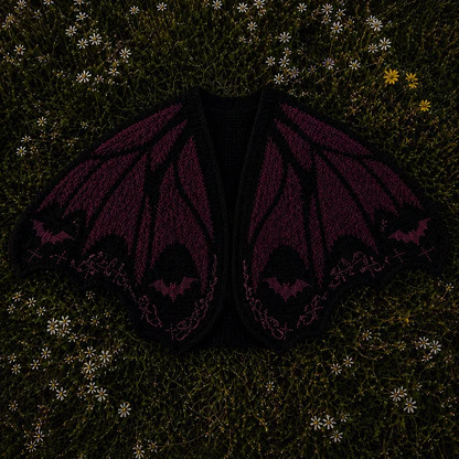 Mantón de murciélago-negro rojo vino