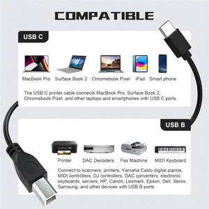 USB <strong>C</strong> Printer Cable Type-<strong>C</strong> to USB B Midi Interface Cable for Yamaha Piano,Pioneer DJ Controller Compatible for MacBook ipad - Product Image 5