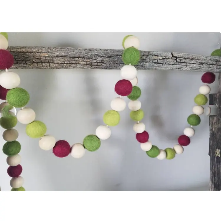 soft recycled material holiday ornament wool ball garland felt decorative ornaments