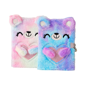 A5 Plush Bear <strong>Notebook</strong> <strong>with</strong> <strong>Lock</strong> for Girls Cartoon Beer <strong>Notepad</strong> Journal Diary - Product Image 3