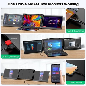Portable <strong>Monitors</strong> for 2023 12 Inch HD LCD Triple Screen for 13-15 Inch PC <strong>Computer</strong> Laptop Screen Extender - Product Image 4