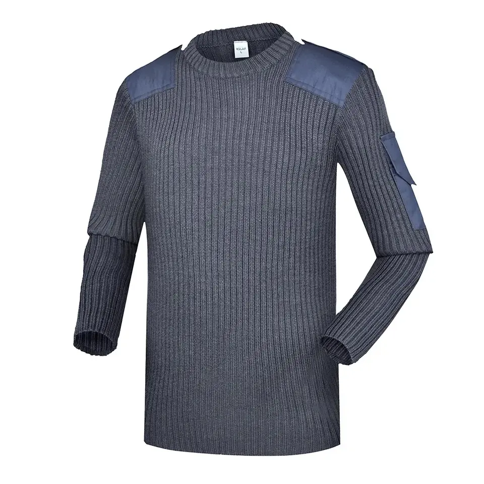 China HNXX 50 acrilico 50 lana 850gsm o collo maglione pullover da esterno color bule scuro