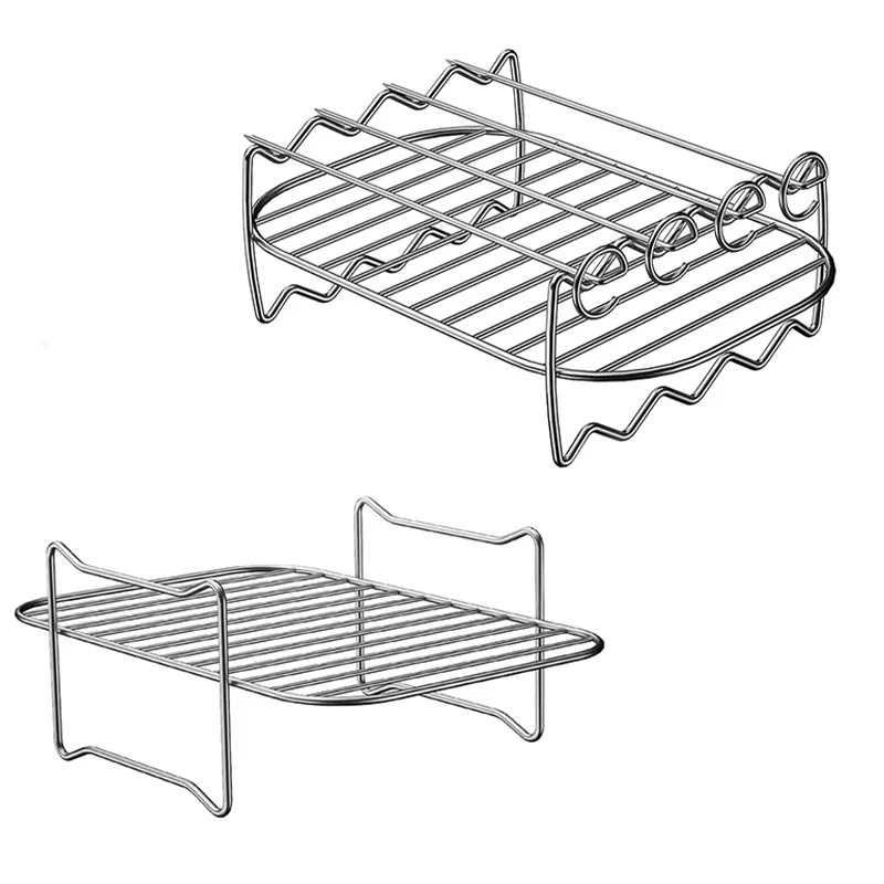 에어프라이어 액세서리 세트를 위한 큰 할인 원형 그리드 스테인레스 스틸 에어프라이어 랙 논스틱