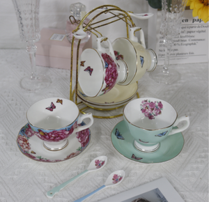 Factory Customized 170ml English <strong>Royal</strong> Bone China Flower <strong>Tea</strong> <strong>Cups</strong> and Saucer Set Bone China Coffee Set - Product Image 6