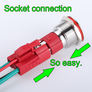 19MM anello ad alta corrente tipo di alimentazione LED luminoso interruttore a pulsante in metallo in acciaio inossidabile pulsante 10A con connettore per cavo - Product Image 6