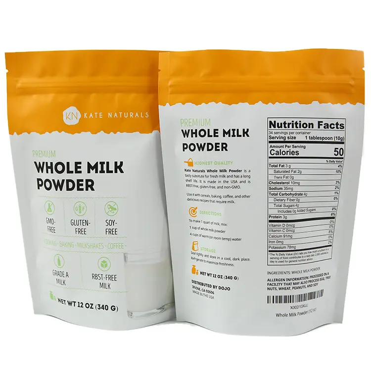 Personalizado impresso proteína pó doypack 4oz 114g todo leite agar pó alumínio Foil ZipLock doces sacos
