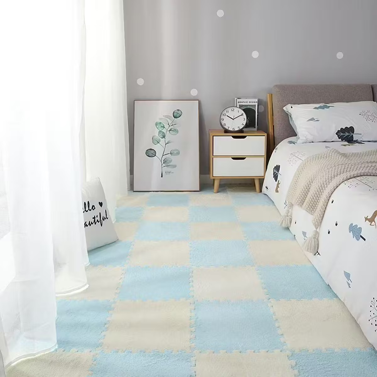 Solid (Light Blue & beige) Free Edge Strips