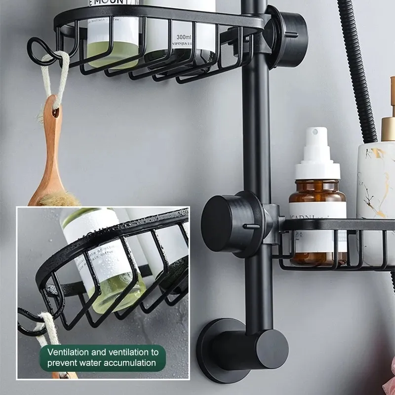 Verstellbare hängende Dusche Caddy Küche Toilette Shampoo Dusch regale Badezimmer Wasserhahn Lager regal