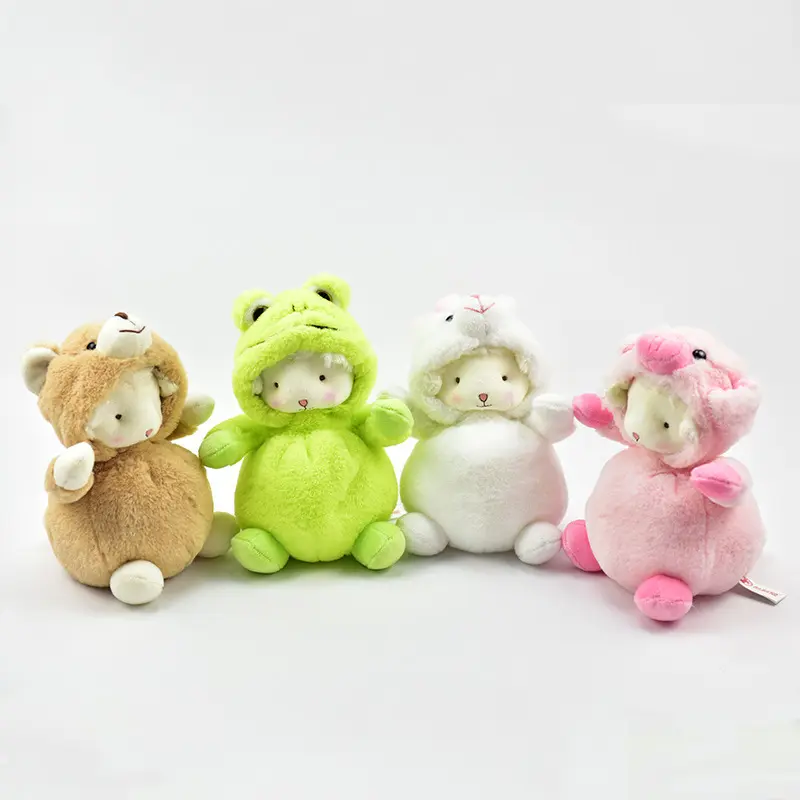 = Lovely Soft Animal Boneca Stuffed Toy Plush Sheep/Lobo/Sapo/Porco/Pato/Urso/Coelho brinquedos com chapéu